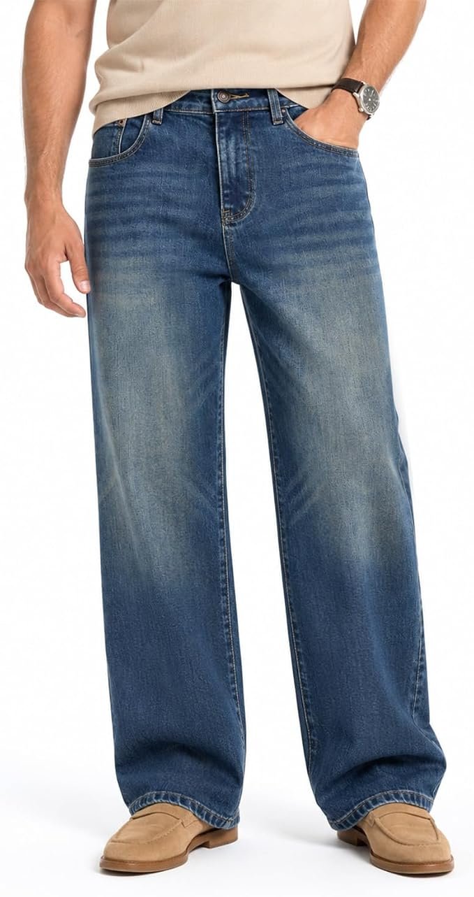 Men's Wide Leg Jeans - Black