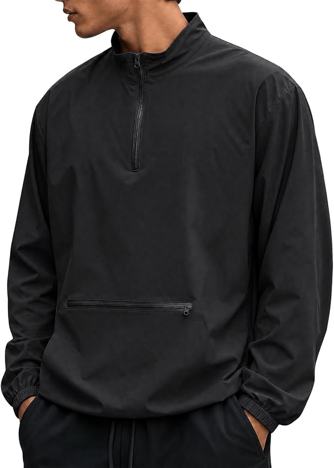 Men's Windbreaker Jacket - Black - Image 6