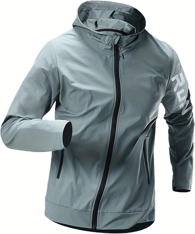 Men's Windbreaker Jacket - Grey - Image 4
