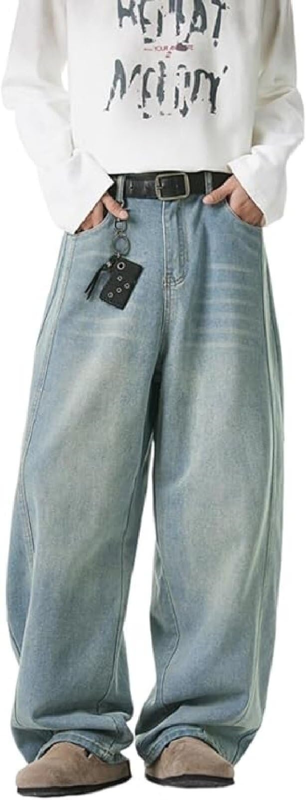 Men's Wide Leg Jeans - Black - Image 3