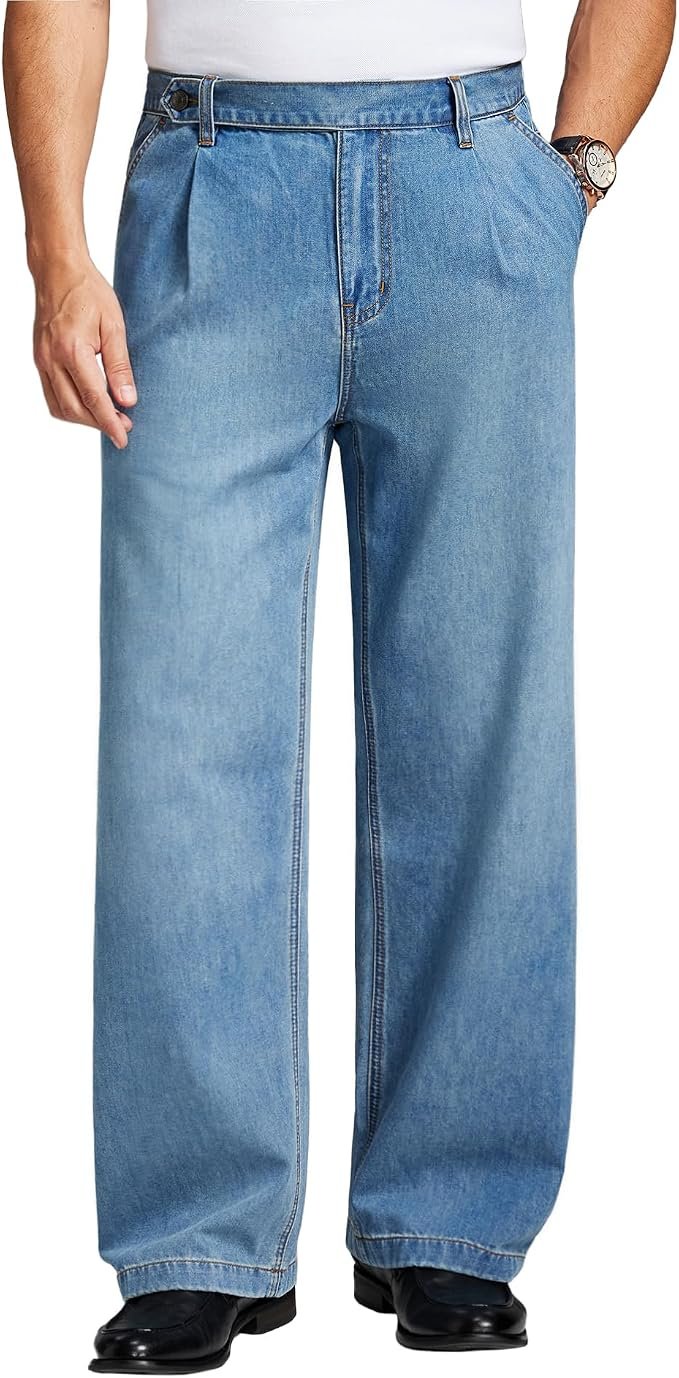 Men's Wide Leg Jeans - Black - Image 4