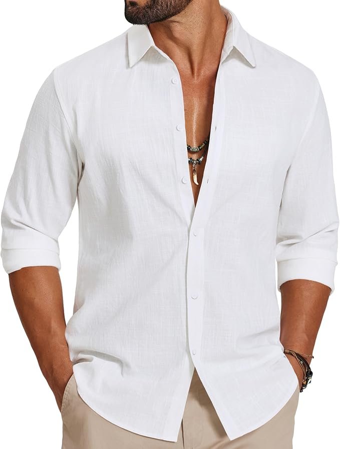 Men's Linen Shirt - Black - Image 6