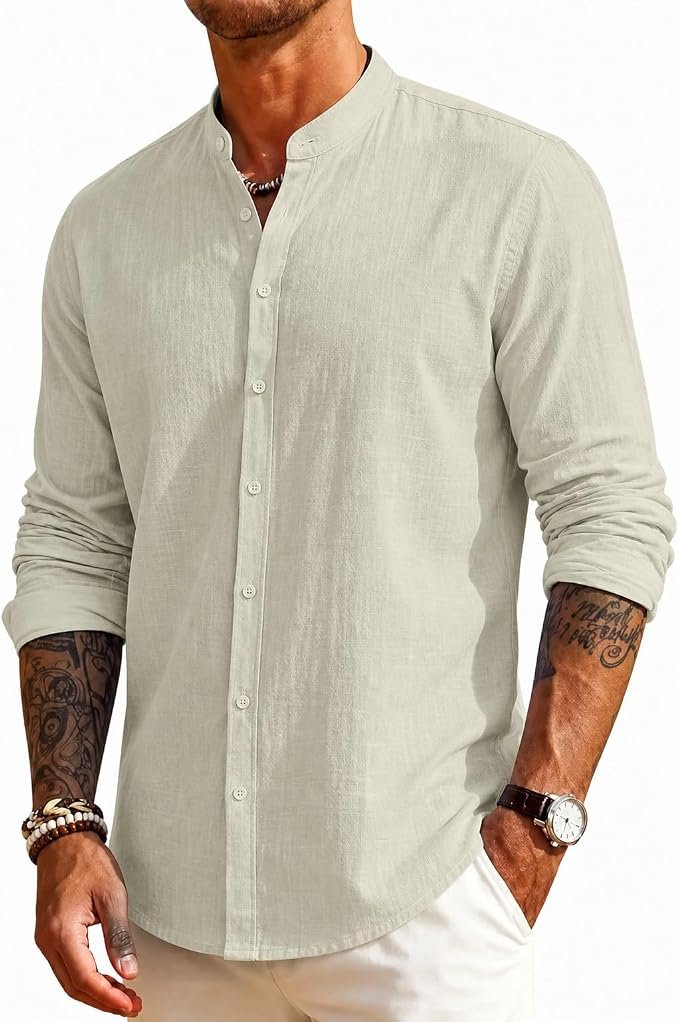 Men's Linen Shirt - Black - Image 3