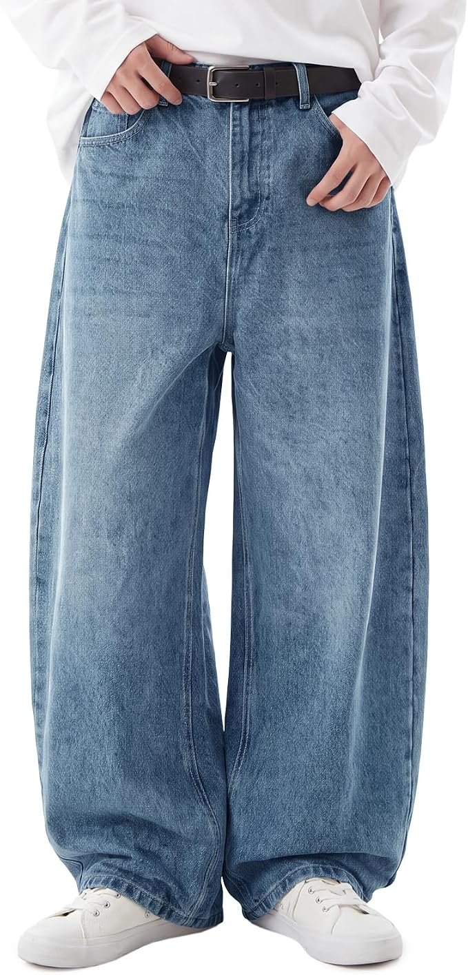 Men's Wide Leg Jeans - Navy - Image 7