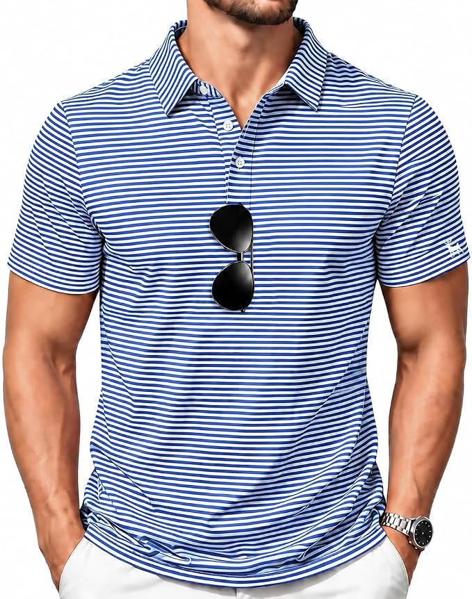 Men's Striped Polo Shirt - Grey - Image 3