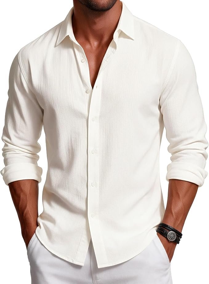 Men's Casual Button-Down Shirt - Navy - Image 5