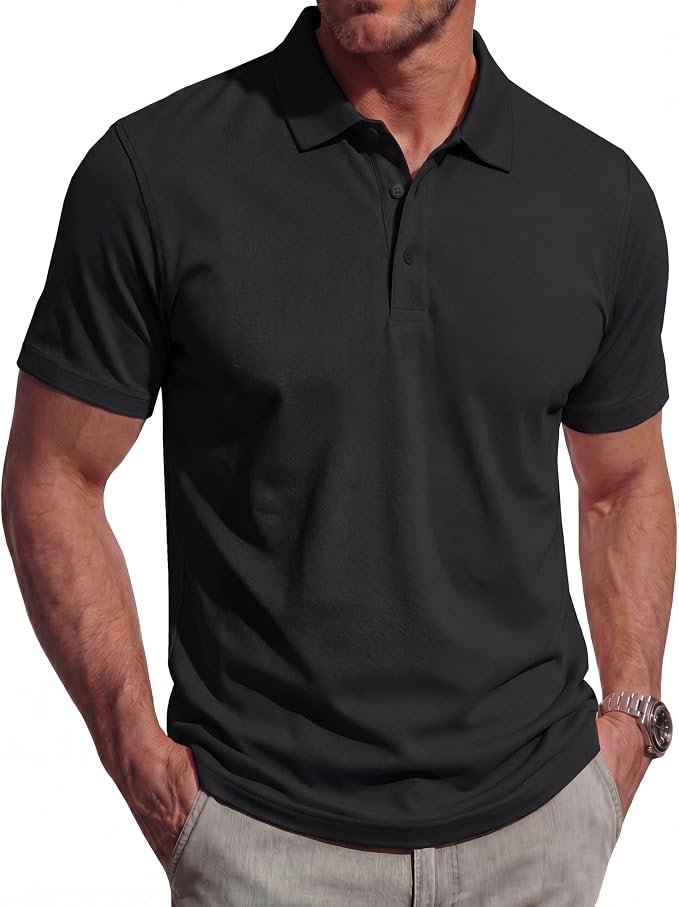 Men's Heavyweight Polo Shirt - Black - Image 4