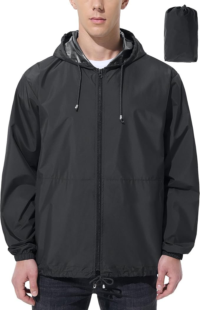 Men's Windbreaker Jacket - Black - Image 5