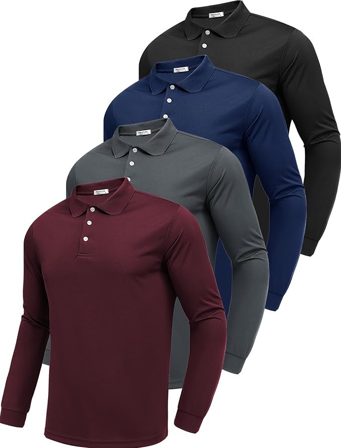 Men's Long Sleeve Polo Shirt - Navy - Image 4