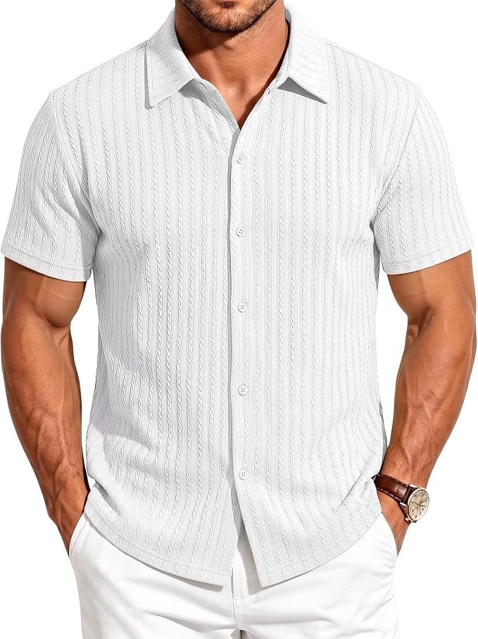 Men's Casual Button-Down Shirt - Navy - Image 3
