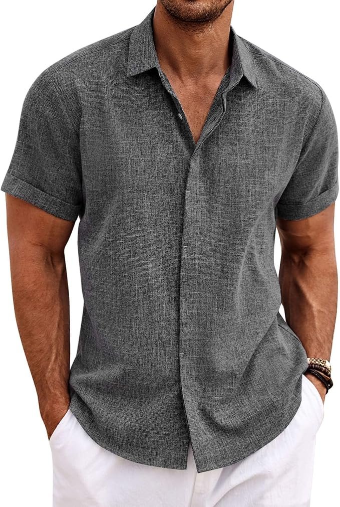 Men's Casual Button-Down Shirt - Navy - Image 6