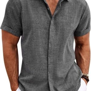 Men's Casual Button-Down Shirt - Grey