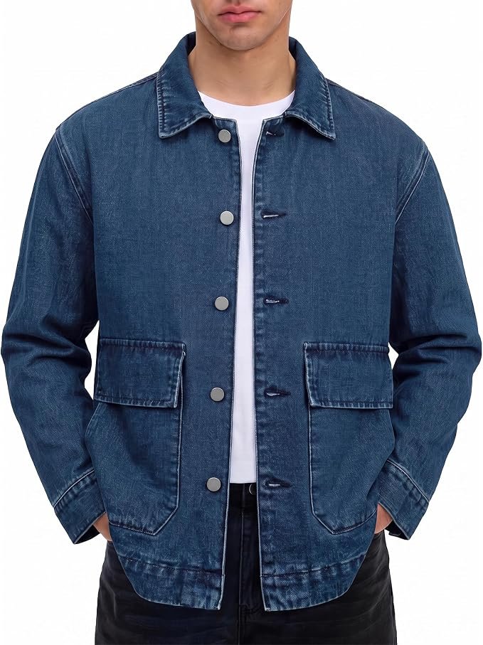 Men's Denim Jacket - Navy - Image 4