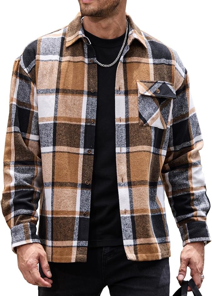 Men's Plaid Shirt - Black - Image 6