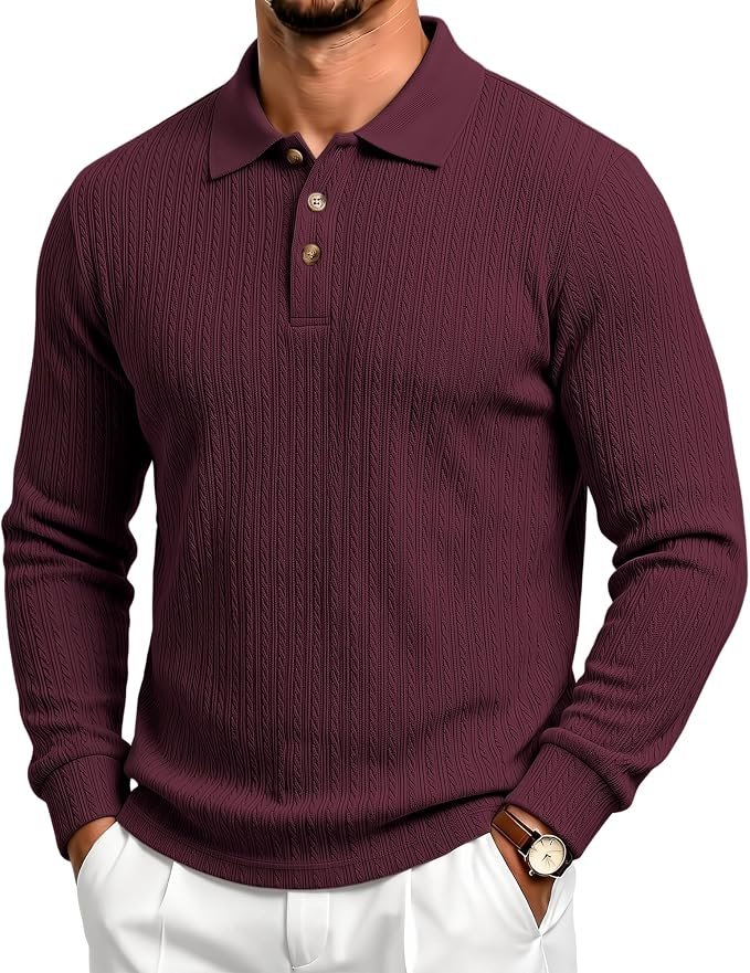 Men's Long Sleeve Polo Shirt - Navy - Image 5