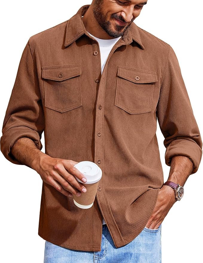 Men's Casual Button-Down Shirt - Navy