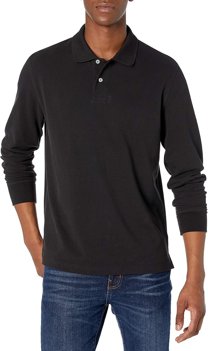 Men's Long Sleeve Polo Shirt - Navy - Image 7