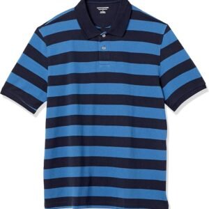 Men's Striped Polo Shirt - Navy